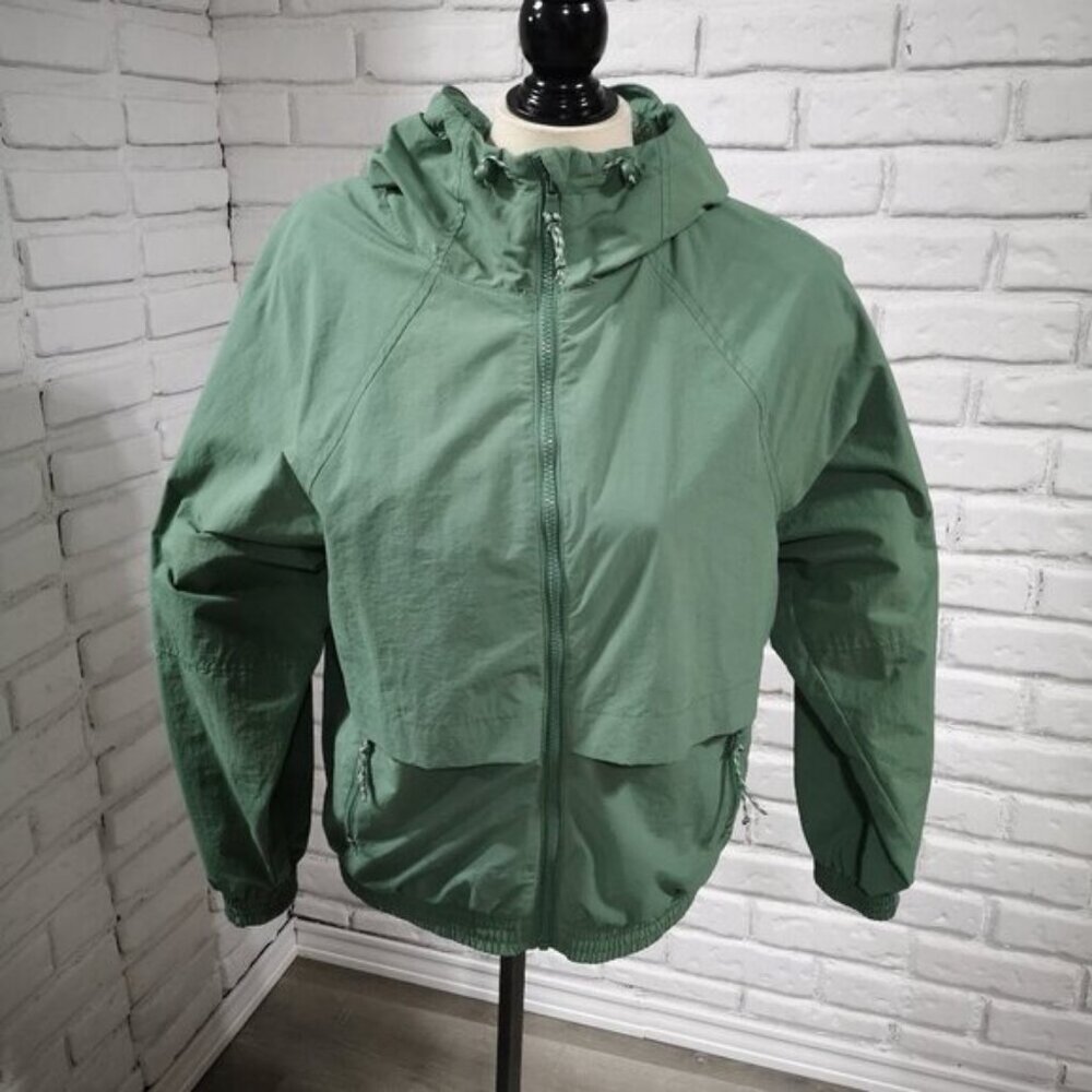 Old Navy Ladies Size XS Water Resistant Green Full Zip Jacket with Hood